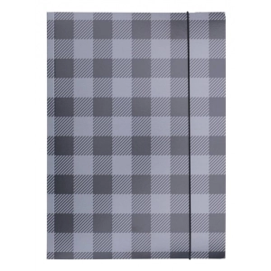 Teczka z gumką A4 OFFICE PRODUCTS karton lakier 320g. 3-skrzydłowa - mix kolorów w kratę-262769