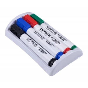 Marker OFFICE PRODUCTS do tablic op.4 kolory - mix zestaw z gąbką-262797