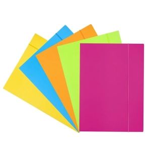 Teczka z gumką A4 OFFICE PRODUCTS Fluo Soft Touch karton 320g. 3-skrzydłowa - mix kolorów-262835
