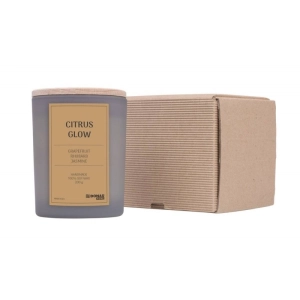 Świeca sojowa DONAU HOME w szarym szkle drewniana pokrywa i knot Citrus Glow 200g-263717