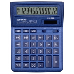 Kalkulator DONAU TECH biurowy 12-cyfr. wyświetlacz wym. 190x143x40 mm granatowy