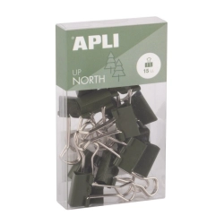 Klipy do papieru APLI Up North 19mm 15szt pudełko z zawieszką khaki