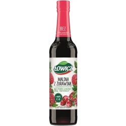 Syrop owocowy ŁOWICZ 400ml. - malina z żurawiną