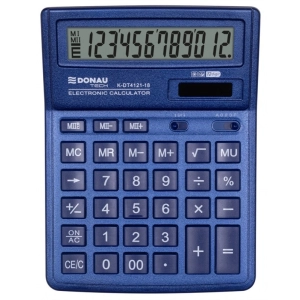 Kalkulator DONAU TECH biurowy 12-cyfr. wyświetlacz wym. 190x143x40 mm granatowy