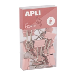 Klipy do papieru APLI Up North 19mm 15szt pudełko z zawieszką różowe