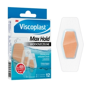 Plastry VISCOPLAST Max Hold, wodoszczelne, 3 rozmiary, pudełko, 12szt.-264878