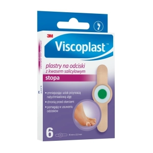Plastry na odciski VISCOPLAST, z kwasem salicylowym,70x12,5mm, pudełko, 6szt.-264886