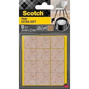 Podkładki SCOTCH samoprzylepne z wełny kwadratowe 24x22mm op.12 - beżowe