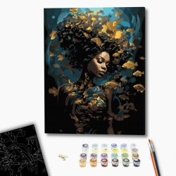 Malowanie po numerach BRUSHME 40x50 cm czarne płótno gold morska nimfa 1 szt. w pudełku