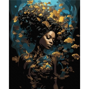 Malowanie po numerach BRUSHME 40x50 cm czarne płótno gold morska nimfa 1 szt. w pudełku-265019