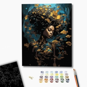 Malowanie po numerach BRUSHME 40x50 cm czarne płótno gold morska nimfa 1 szt. w pudełku