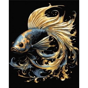 Malowanie po numerach BRUSHME 40x50 cm czarne płótno gold magiczna ryba 1 szt. w pudełku-265024