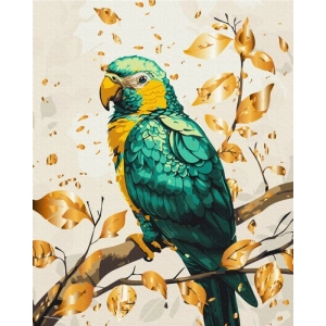 Malowanie po numerach BRUSHME 40x50 cm gold szmaragdowa papuga 1 szt. w pudełku-265025