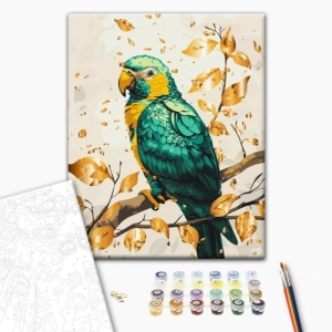 Malowanie po numerach BRUSHME 40x50 cm gold szmaragdowa papuga 1 szt. w pudełku