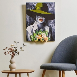 Malowanie po numerach IDEYKA&OCTO 30x40cm z glinką kobieta w kapeluszu 1 szt.-265035