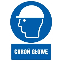 Tabliczka znak TDC Chroń głowę