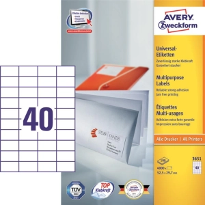 Etykiety AVERY ZWECKFORM uniw. 52,5x29,7 (40) 3651-266439