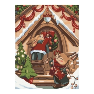 Malowanie po numerach BRUSHME 30x40 cm świąteczne króliczki 1 szt.-268552