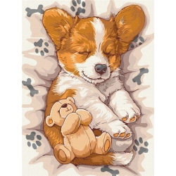 Malowanie po numerach IDEYKA 30x40 cm śpiący corgi 1 szt.