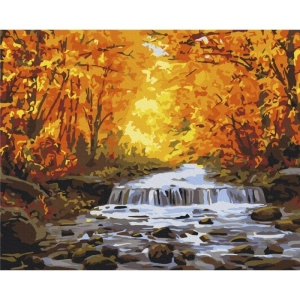 Malowanie po numerach BRUSHME 40x50 cm wodospad w jesiennych złoceniach 1 szt.-269316