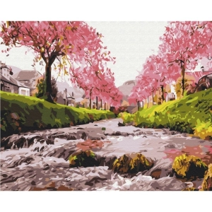 Malowanie po numerach BRUSHME 40x50 cm rzeka przy sakurze 1 szt.-269325