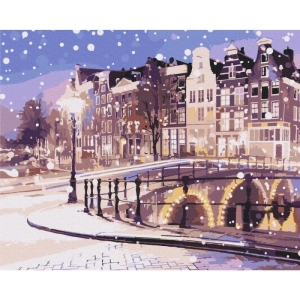 Malowanie po numerach BRUSHME 40x50 cm bajkowy Amsterdam w zimie 1 szt. w pudełku-269459