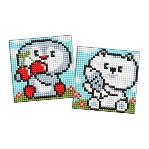 Diamentowa mozaika na magnesie IDEYKA 9x9 cm, kids, pingwin i niedźwiadek, 2 szt.