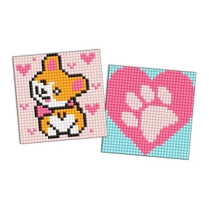Diamentowa mozaika na naklejce IDEYKA 9x9 cm, kids, corgi, 2 szt.