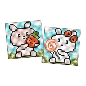 Diamentowa mozaika na naklejce IDEYKA 9x9 cm, kids, śliczne króliczki, 2 szt.