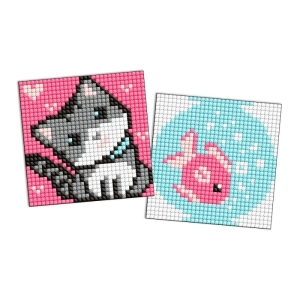 Diamentowa mozaika na magnesie IDEYKA 9x9 cm, kids, ryba i kotek, 2 szt.-271112