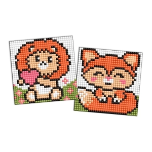 Diamentowa mozaika na magnesie IDEYKA 9x9 cm, kids, czerwone zwierzęta, 2 szt.-271117