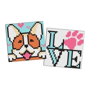 Diamentowa mozaika na naklejce IDEYKA 9x9 cm, kids, uroczy mały piesek, 2 szt.-271140