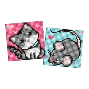 Diamentowa mozaika na naklejce IDEYKA 9x9 cm, kids, szarzy przyjaciele, 2 szt.-271143