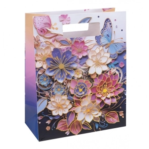 Torebka na prezenty DONAU HOME laminowana 26x32,5x10cm całoroczna z rączką - mix wzorów-275077