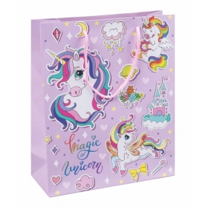 Torebka na prezenty DONAU HOME laminowana 25x30x10cm dziecięca sznurek - mix wzorów-275093