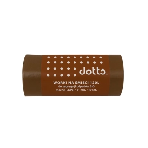 Worki na śmieci DOTTS 120l. LDPE mocne do segregacji op.10 - brązowe BIO