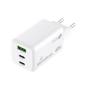 Ładowarka MEDIARANGE 65W, szybkie ładowanie, 2xUSB-C + 1xUSB-A, biały-275880