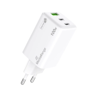 Ładowarka MEDIARANGE 100W, szybkie ładowanie, 2xUSB-C + 1xUSB-A, biały-275890