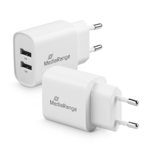 Ładowarka MEDIARANGE 12W, szybkie ładowanie, 2xUSB-A, biały-275893