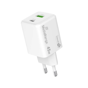 Ładowarka MEDIARANGE 45W, szybkie ładowanie, 1xUSB-C + 1xUSB-A, biały-275900