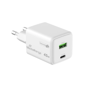 Ładowarka MEDIARANGE 45W, szybkie ładowanie, 1xUSB-C + 1xUSB-A, biały-275904