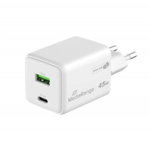 Ładowarka MEDIARANGE 45W, szybkie ładowanie, 1xUSB-C + 1xUSB-A, biały-275905