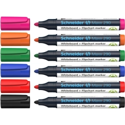 Marker SCHNEIDER do tablic Maxx 290, okrągły, 2-3mm, 6 szt. w etui, mix kolorów