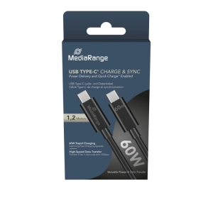 Kabel MEDIARANGE USB-C, 60W max, 5 Gbps, 1,2m, czarny