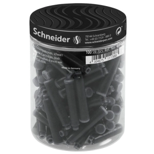 Naboje do piór SCHNEIDER, plastikowy słoik, 100 szt., czarne