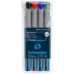 Zestaw foliopisów niepermanentnych SCHNEIDER Maxx 225 M, 4 szt., w etui, mix kolorów
