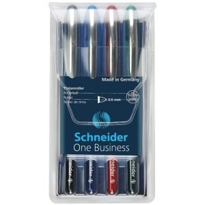 Zestaw piór kulkowych SCHNEIDER One Business 06 mm 4szt. miks kolorów-278934