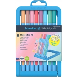 Zestaw długopisów w etui SCHNEIDER Slider Edge Pastel XB, 8 szt. mix kolorów