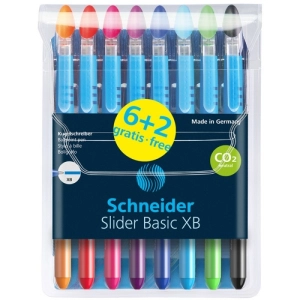Długopis SCHNEIDER Slider Basic, XB, 6+2, etui z zawieszka, mix kolorów-279886