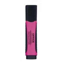 Zakreślacz OFFICE PRODUCTS 17055619- z gumowym uchwytem 2-5mm -  różowy